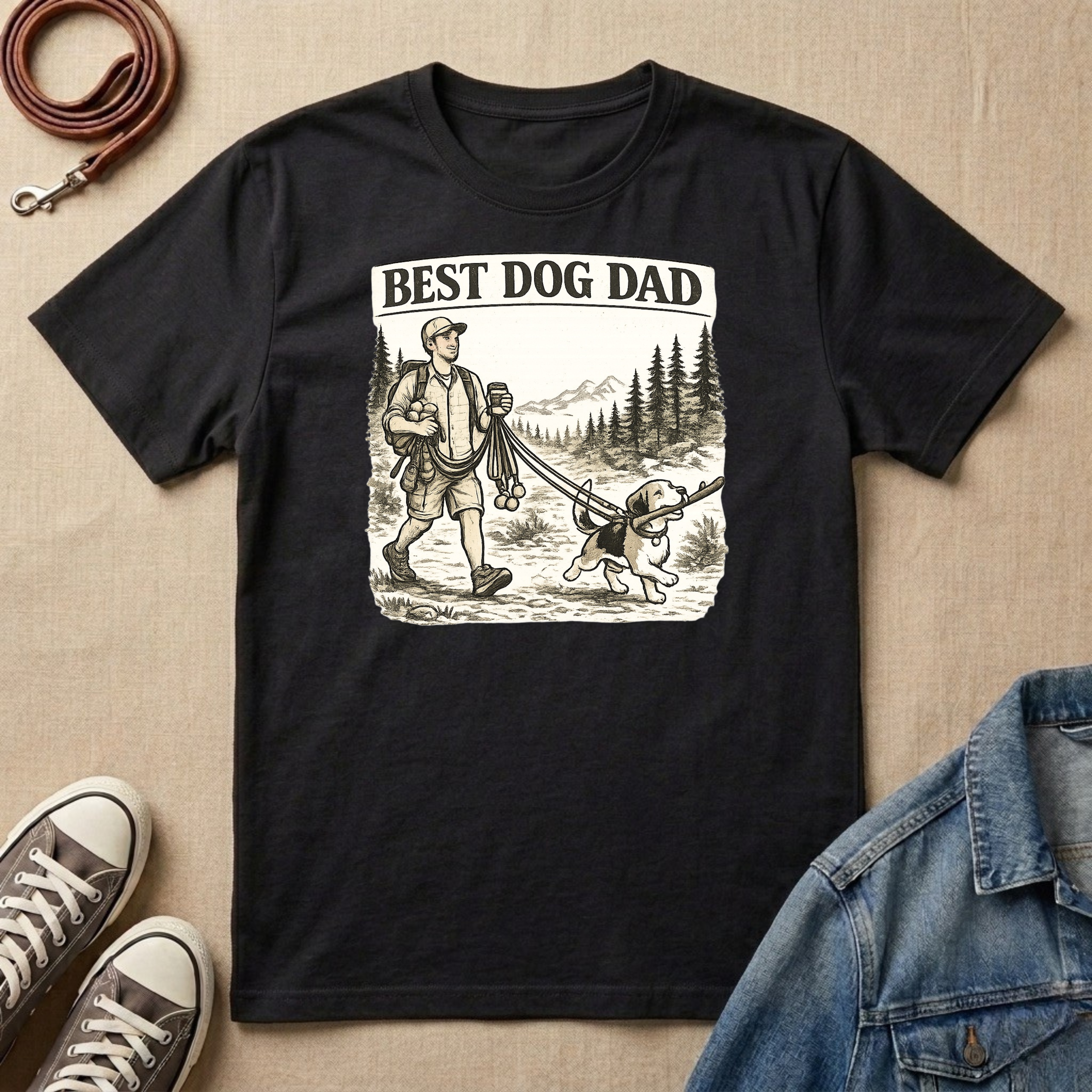 Best Dog Dad Walk T-shirt