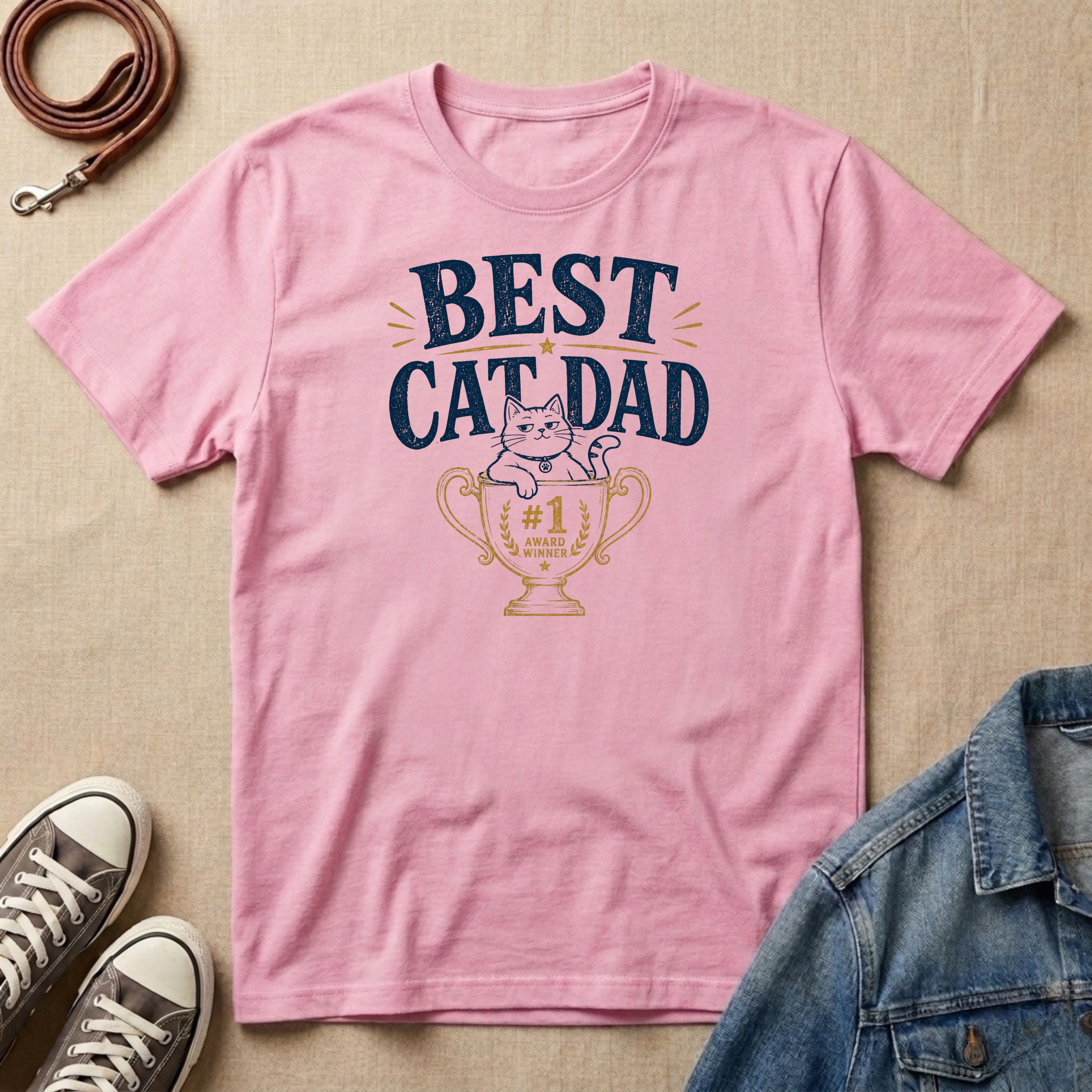 Best Cat Dad Trophy T-shirt