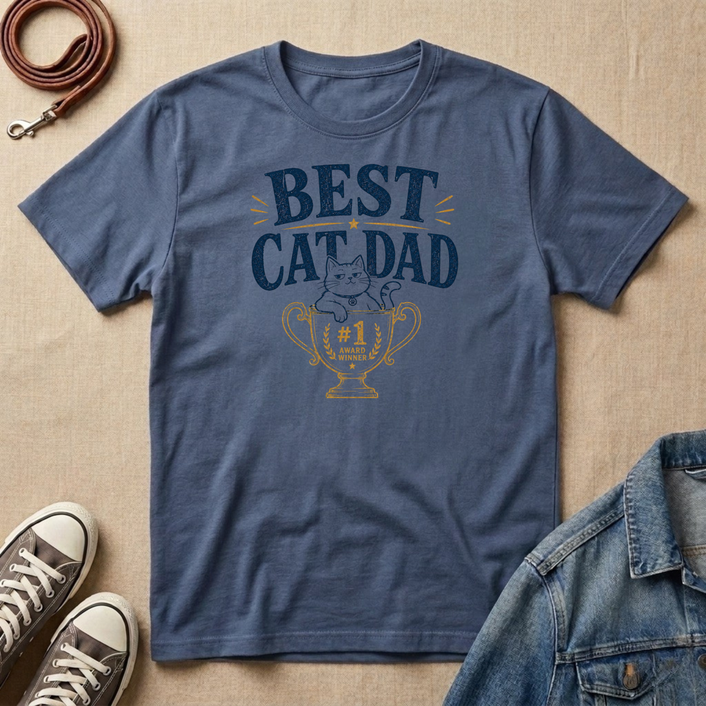 Best Cat Dad Trophy T-shirt