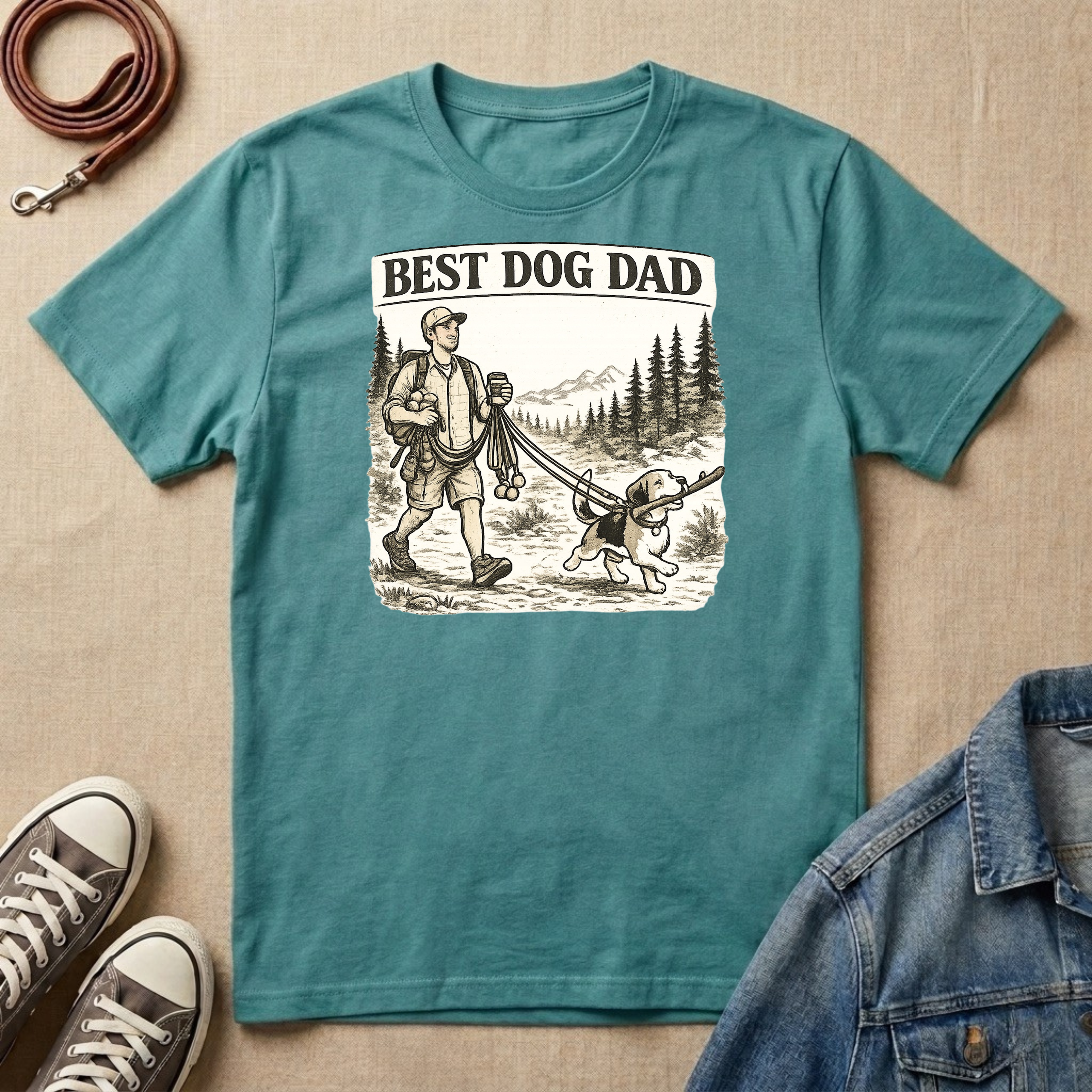 Best Dog Dad Walk T-shirt