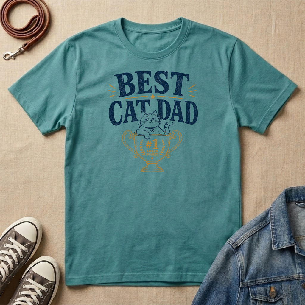 Best Cat Dad Trophy T-shirt