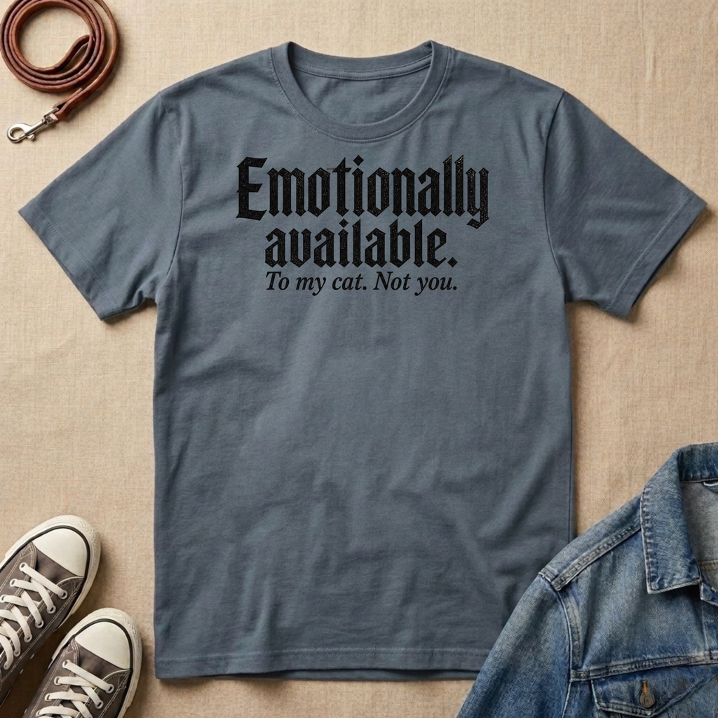 Emotionally Available to My Cat T-shirt
