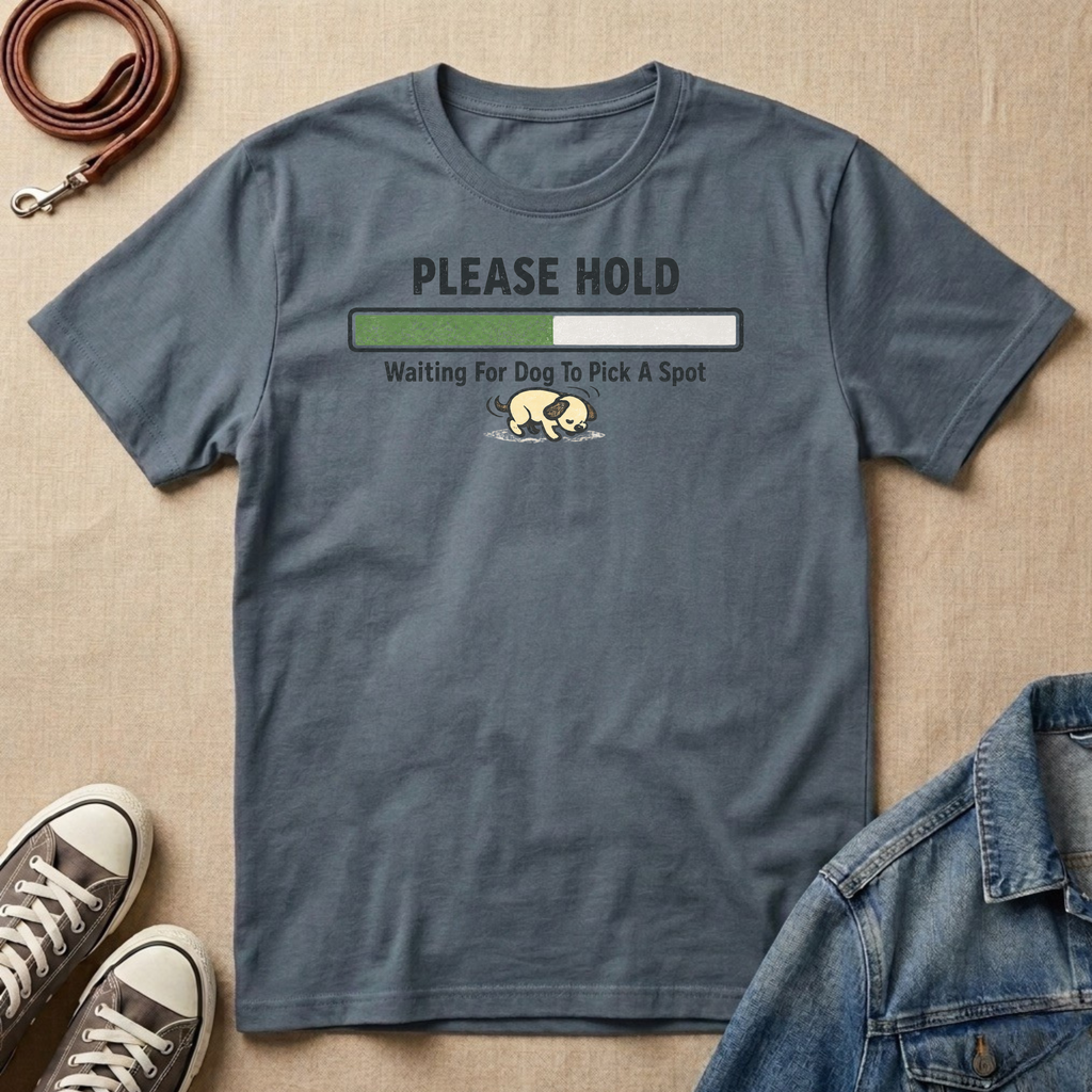 Please Hold, Waiting for the Dog to Pick a Spot T-shirt