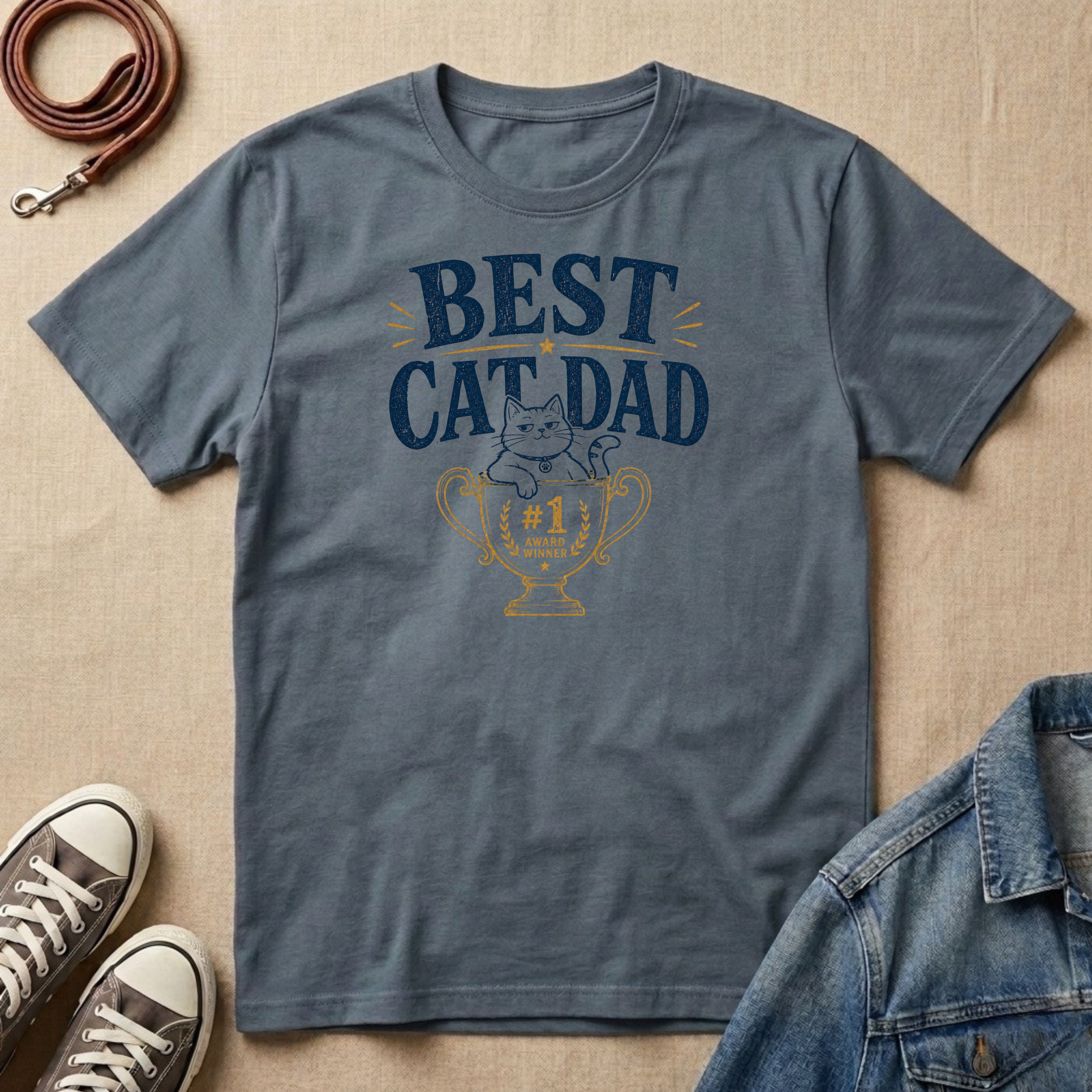Best Cat Dad Trophy T-shirt