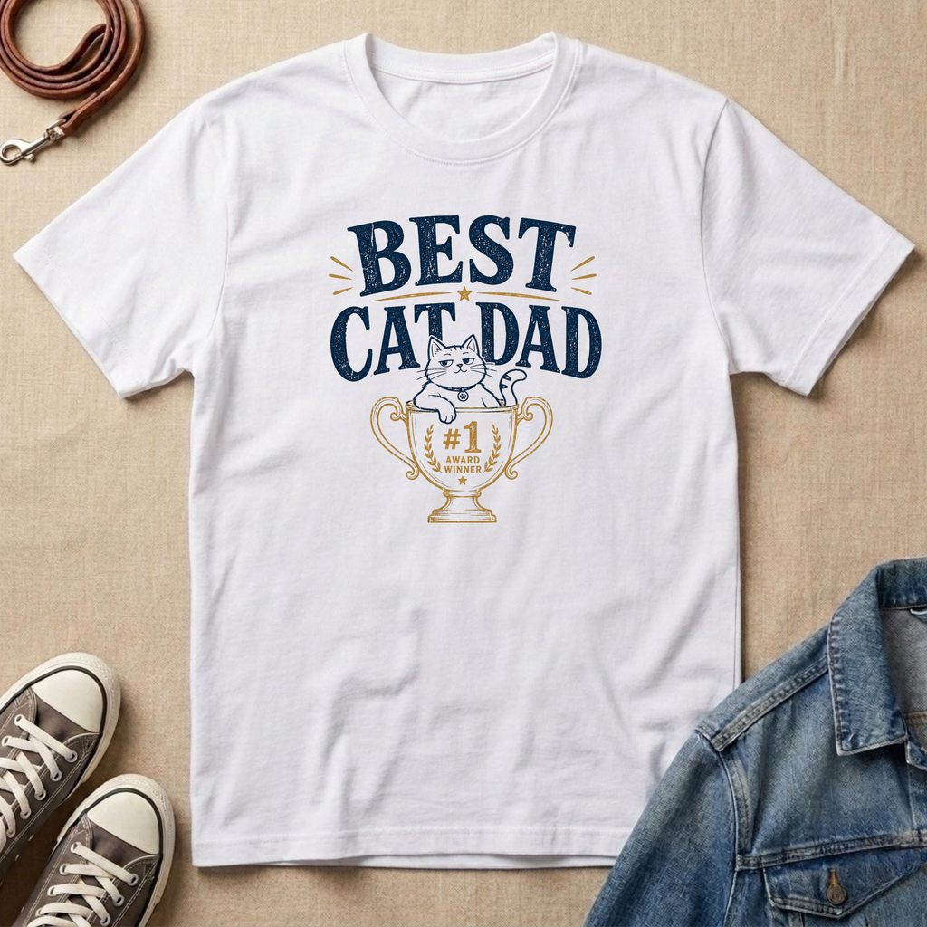 Best Cat Dad Trophy T-shirt
