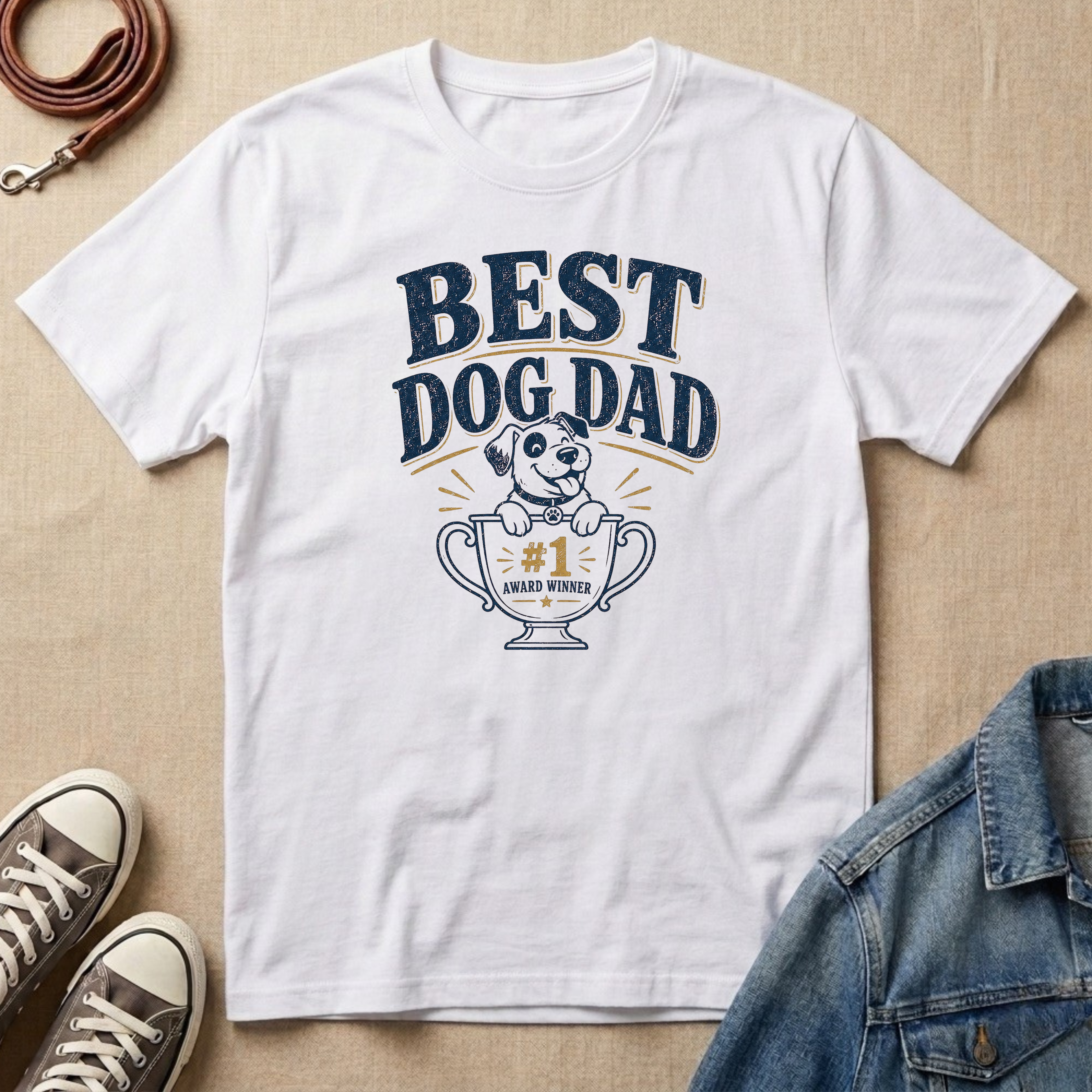 Best Dog Dad Trophy T-shirt